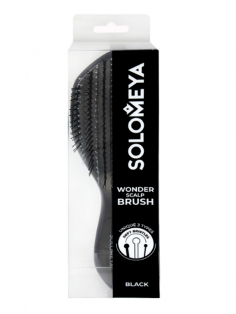 Многофункциональная расческа для распутывания, массажа и мытья кожи головы, Черная Solomeya Wonder scalp brush Black, 1 шт